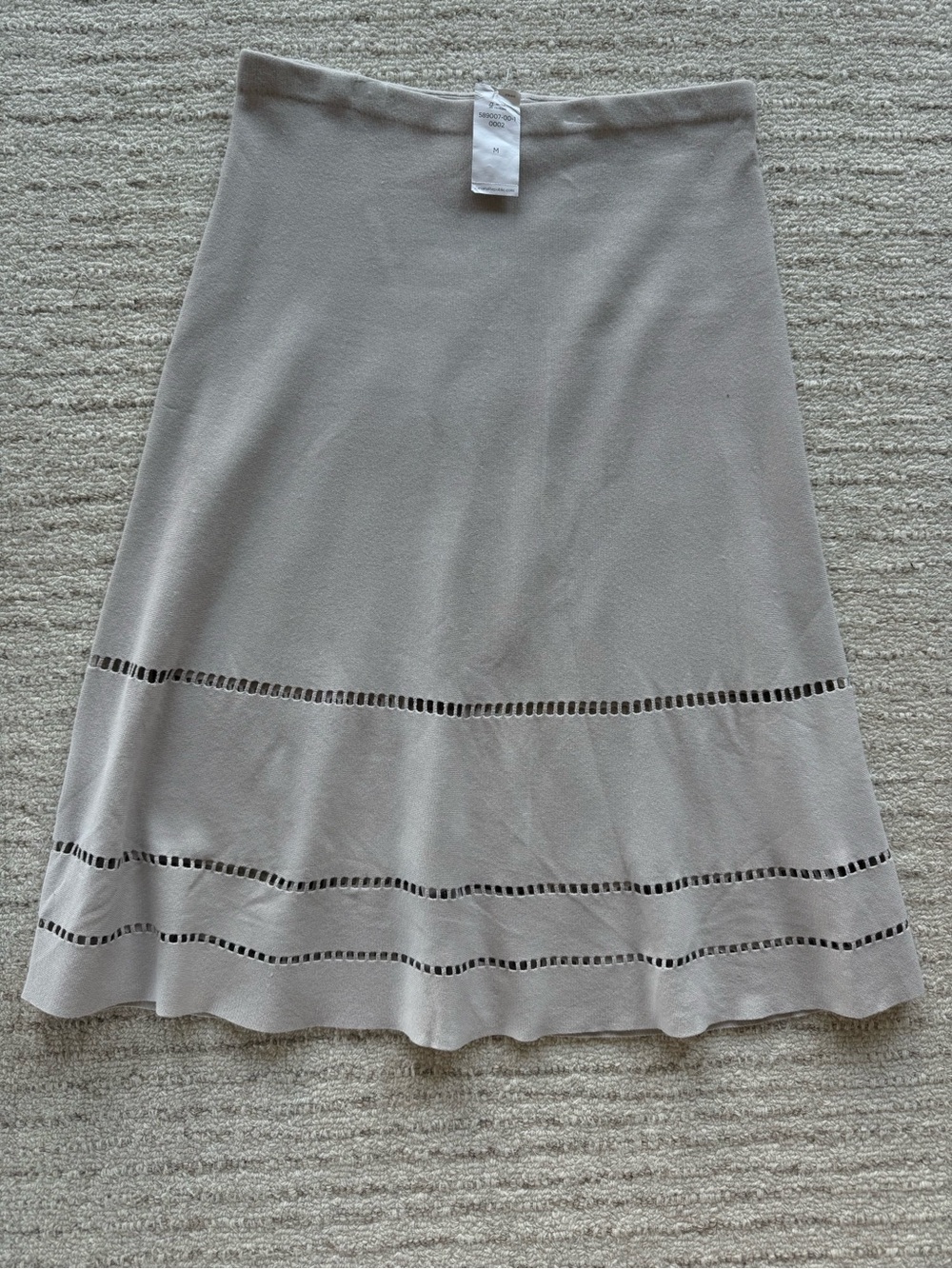 Banana Republic Tan Knit Midi Skirt Size Medium Cutout Detail A-Line Office